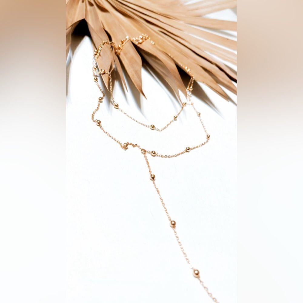 Gold ball drop necklace #1042 - Picture 3 of 3